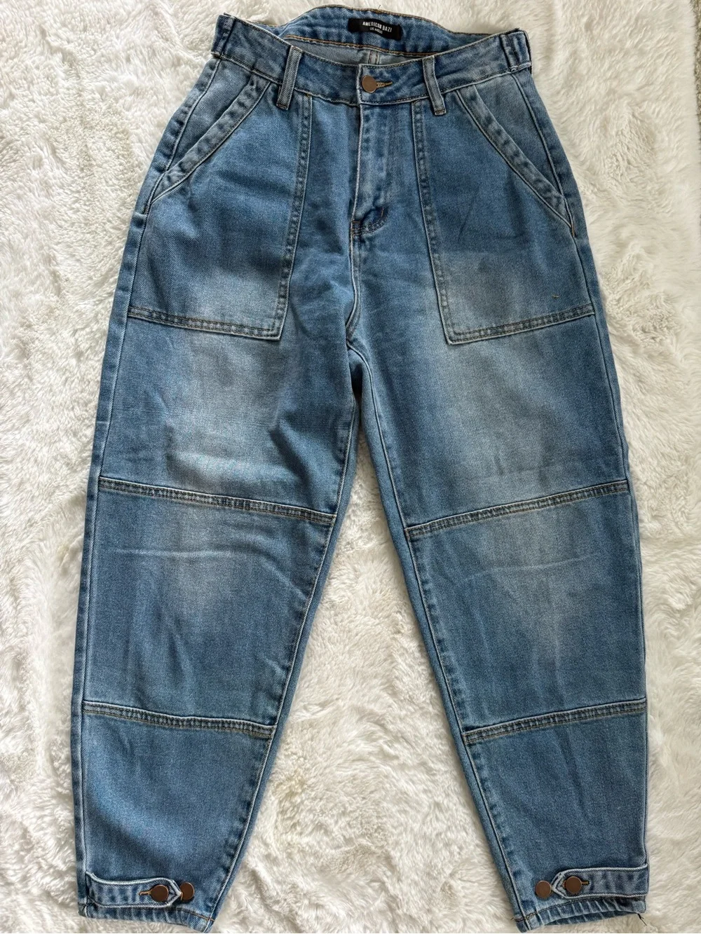 American Bazi High Rise Barrel Ankle Jeans